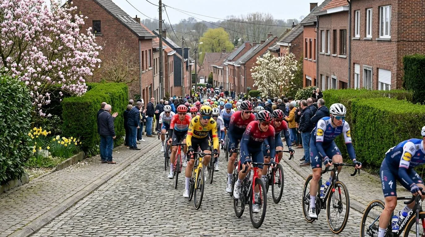 Brabantse Pijl peloton op de Moskesstraat in Overijse
