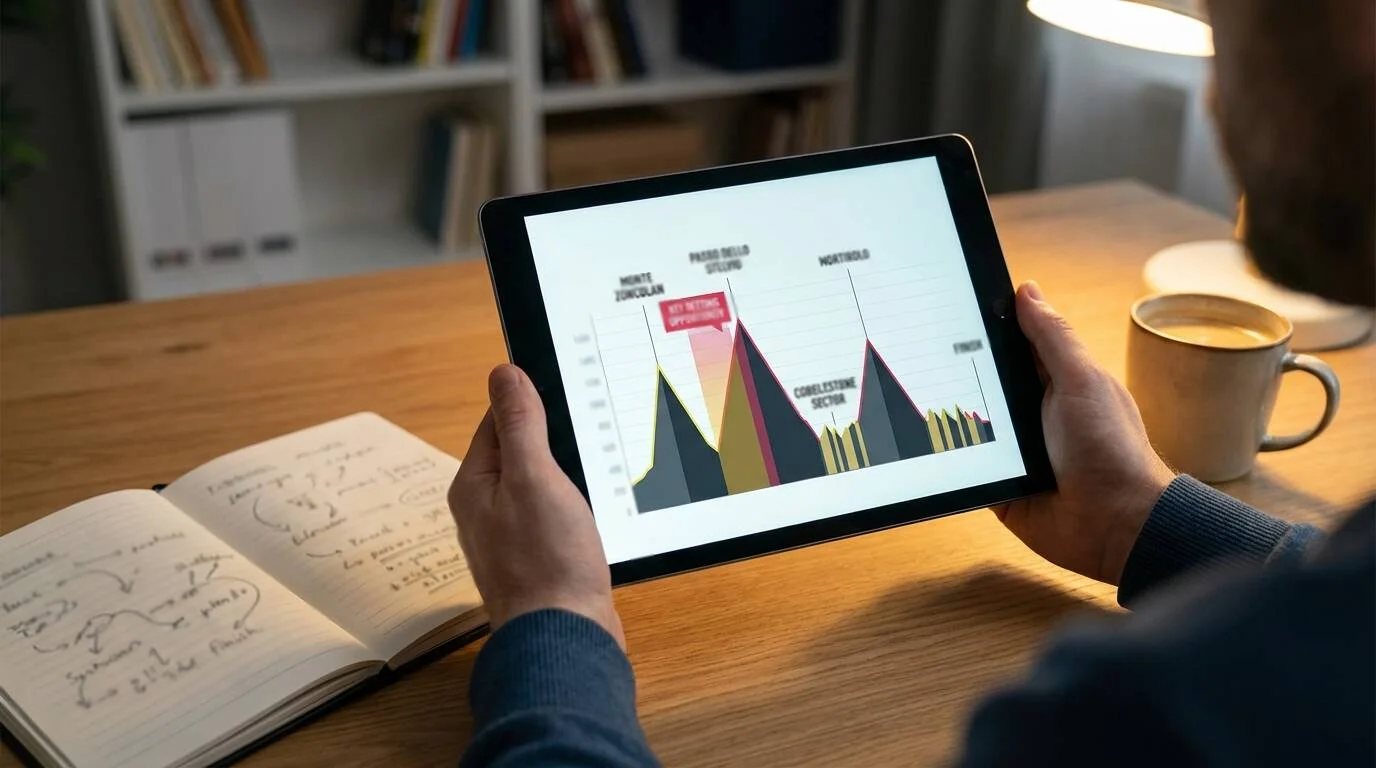 Parcourskaart wielerklassieker met hellingen en kasseisectoren