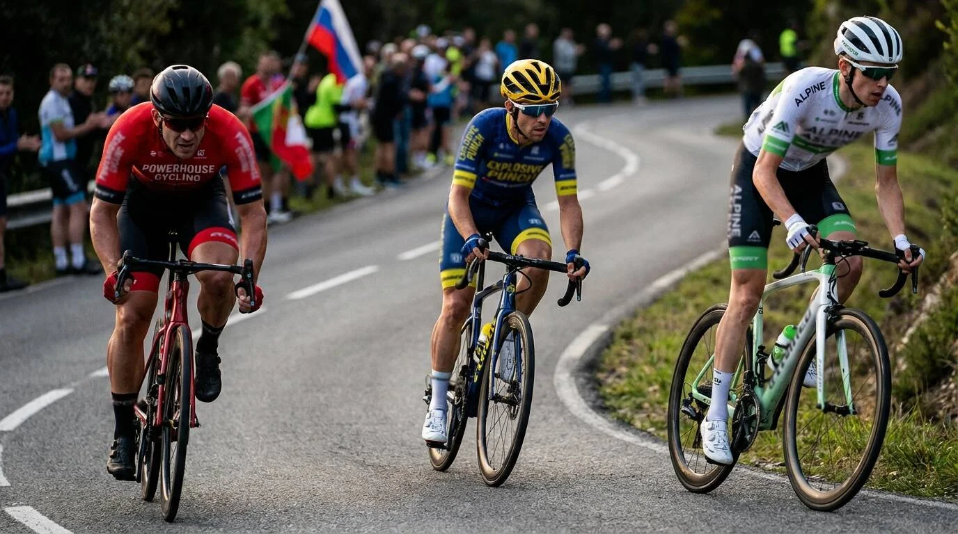 Verschillende wielrenner types voor klassiekers