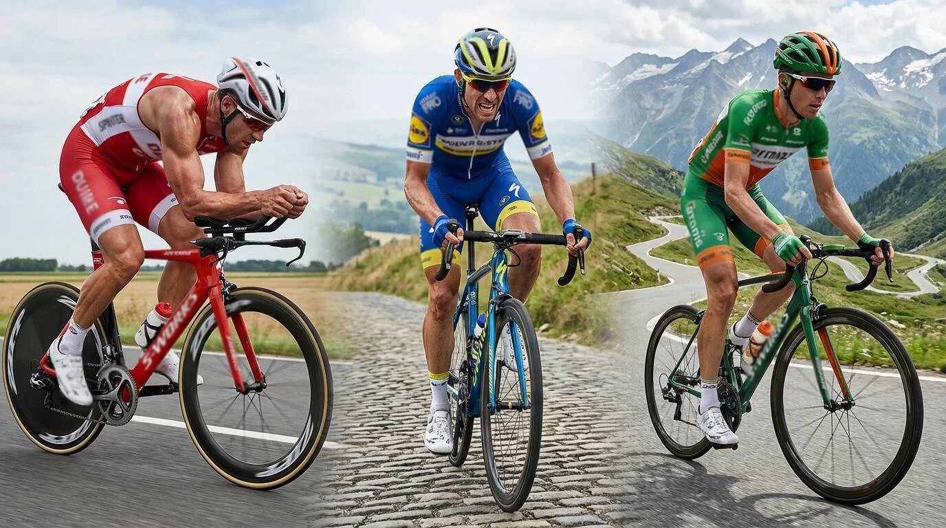 Verschillende wielrennertypes sprinter puncher klimmer