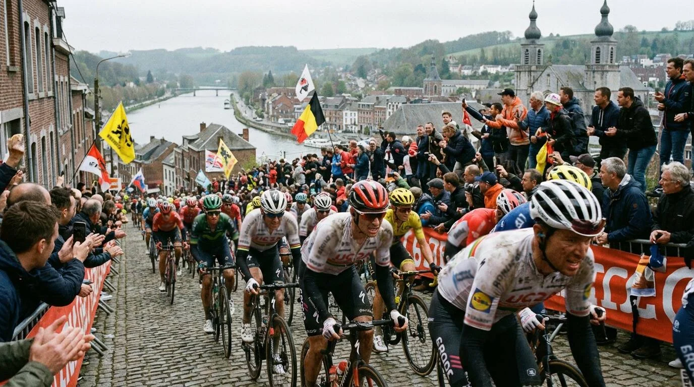 Waalse Pijl peloton op de Muur van Hoei